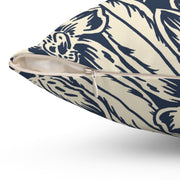 Navy Floral Square Pillow –Classic Botanical Throw Cushion