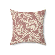 Floral Square Pillow – Beige Botanical Throw Cushion