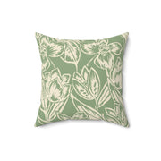 Floral Square Pillow – Beige Botanical Throw Cushion