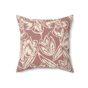 Floral Square Pillow – Beige Botanical Throw Cushion