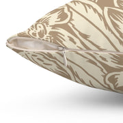 Neutral Floral Square Pillow – Beige Botanical Throw Cushion