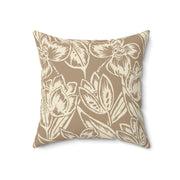 Neutral Floral Square Pillow – Beige Botanical Throw Cushion