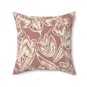Floral Square Pillow – Beige Botanical Throw Cushion