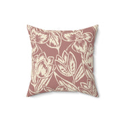 Floral Square Pillow – Beige Botanical Throw Cushion