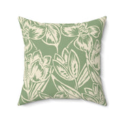 Floral Square Pillow – Beige Botanical Throw Cushion