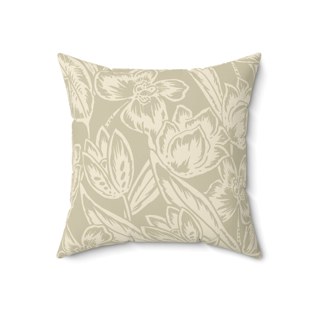 Floral Square Pillow – Classic Botanical Throw Cushion