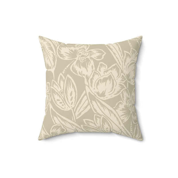 Floral Square Pillow – Classic Botanical Throw Cushion
