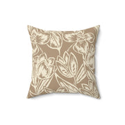Neutral Floral Square Pillow – Beige Botanical Throw Cushion