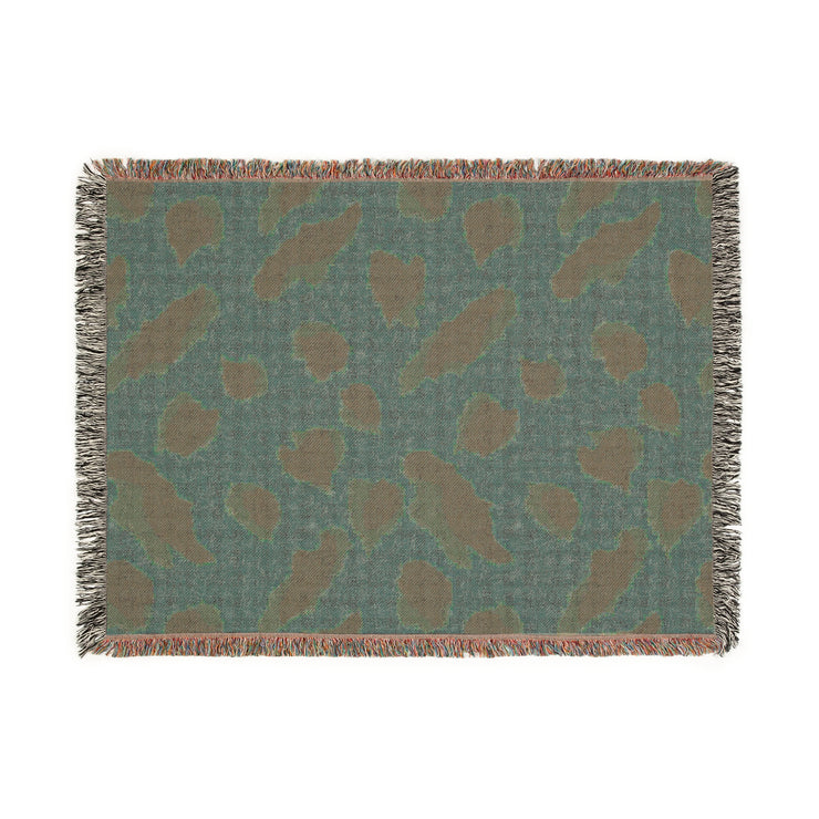 Leopard Print Woven Throw Blanket — Pink & Green Cozy Animal Pattern