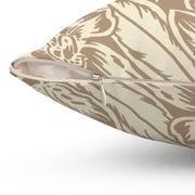 Neutral Floral Square Pillow – Beige Botanical Throw Cushion