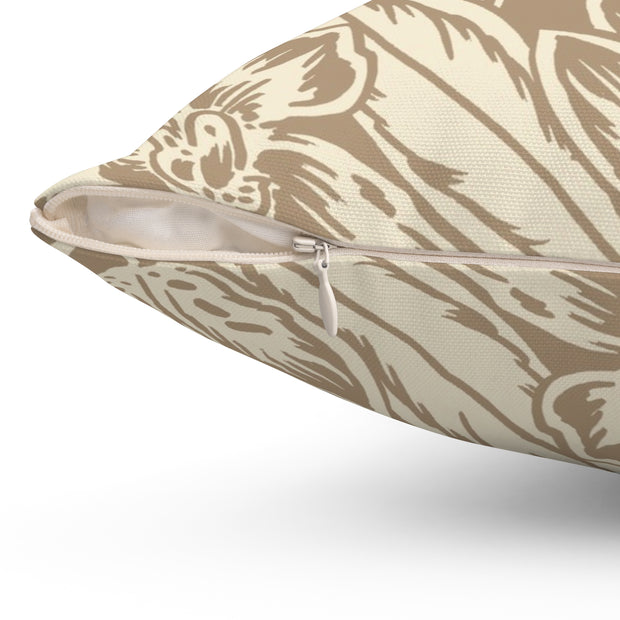 Neutral Floral Square Pillow – Beige Botanical Throw Cushion