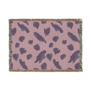 Leopard Print Woven Throw Blanket — Pink & Green Cozy Animal Pattern