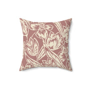 Floral Square Pillow – Beige Botanical Throw Cushion