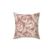 Floral Square Pillow – Beige Botanical Throw Cushion