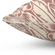 Floral Square Pillow – Beige Botanical Throw Cushion