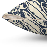 Navy Floral Square Pillow –Classic Botanical Throw Cushion