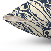 Navy Floral Square Pillow –Classic Botanical Throw Cushion
