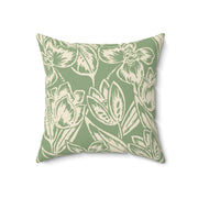 Floral Square Pillow – Beige Botanical Throw Cushion