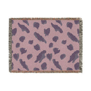 Leopard Print Woven Throw Blanket — Pink & Green Cozy Animal Pattern